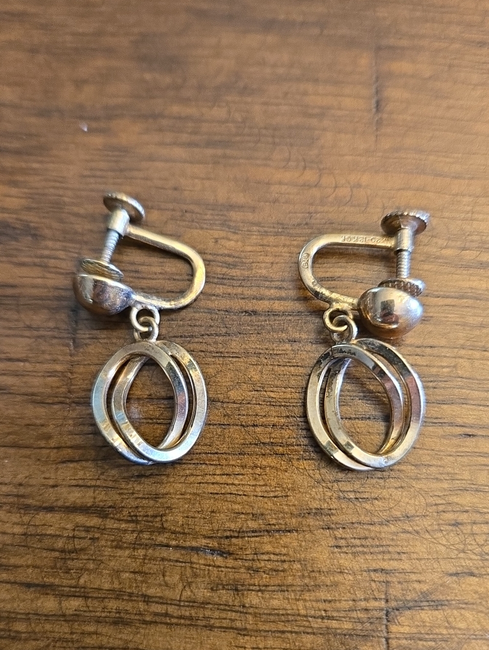 Vintage Double Hoop Clip-On Earrings in Gold Tone